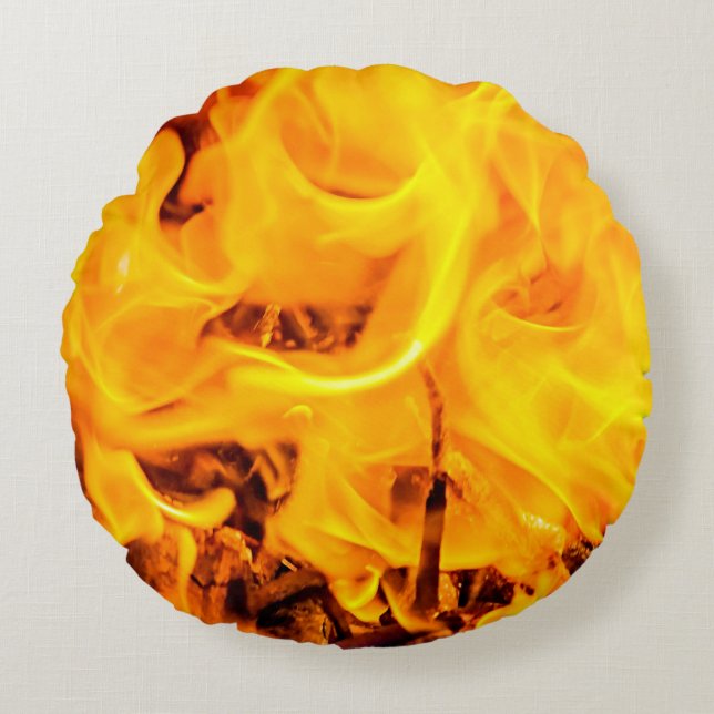 Feuer- und Flammenmuster Rundes Kissen (Vorderseite)