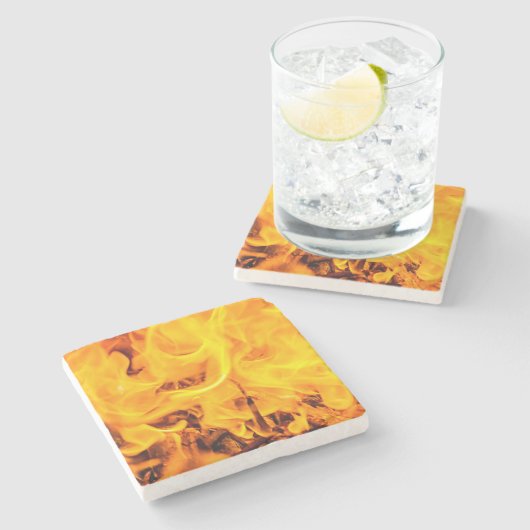 Feuer- und Flammenmuster Steinuntersetzer (Seitenansicht)