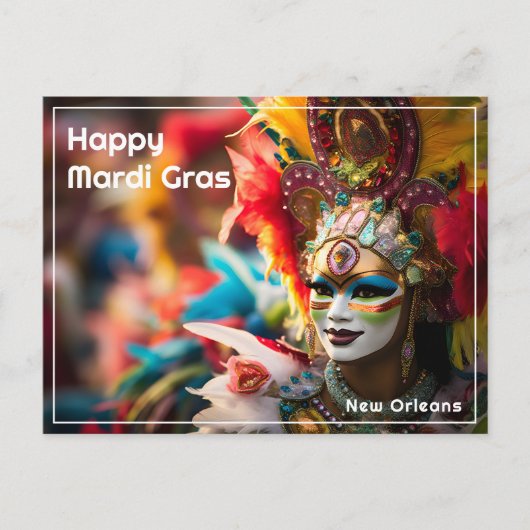 💚 💜 💛 Feuer und Gold: Mardi Gras Spektakel Postkarte (Vorderseite)