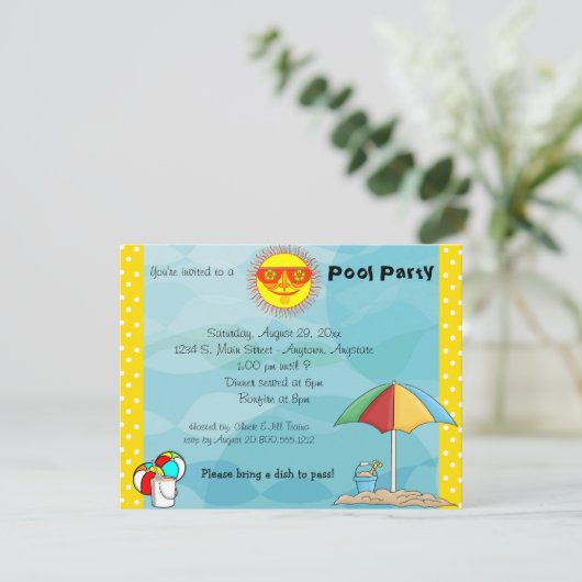Feuer-und Pool-Party-Feier-Einladung Einladung (Stehend Vorderseite)