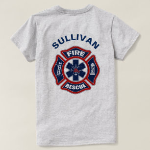 Feuer und Rettungs-Rot und Blau T-Shirt