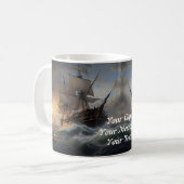 Feuer und Schaum: Das englische Kriegsschiff von 1 Kaffeetasse (Vorderseite Links)