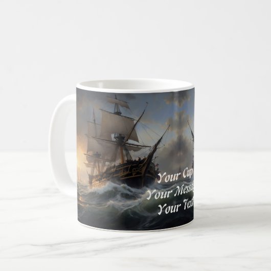 Feuer und Schaum: Das englische Kriegsschiff von 1 Kaffeetasse (Vorderseite Links)