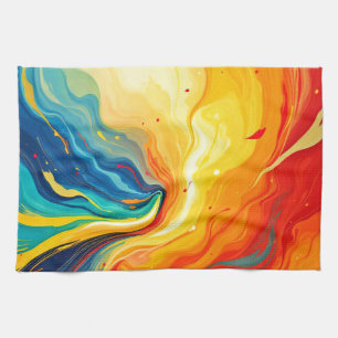 Feuer und Wasser Abstrakt Geschirrtuch