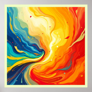 Feuer und Wasser Abstrakt Poster