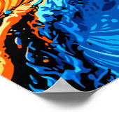 Feuer- und Wasser-Abstrakte Fusion Poster (Ecke)