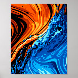 Feuer- und Wasser-Abstrakte Fusion Poster