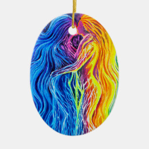 Feuer und Wasser Keramik Ornament