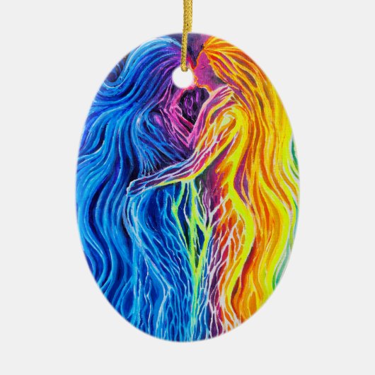 Feuer und Wasser Keramik Ornament (Vorne)