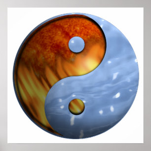 Feuer und Wasser Yin und Yang-Symbol Poster