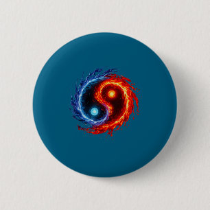 Feuer und Wasser Yin Yang Symbol Balance Tai Chi E Button