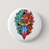 Feuer- und Wasserdagger Tattoo Button (Vorderseite)