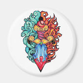 Feuer- und Wasserdagger Tattoo Magnet (Vorne)