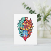Feuer- und Wasserdagger Tattoo Postkarte (Stehend Vorderseite)