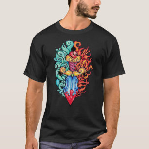 Feuer- und Wasserdagger Tattoo T-Shirt
