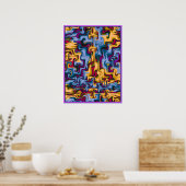 Feuer- und Wassermuster Poster (Küche)