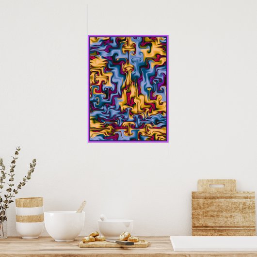 Feuer- und Wassermuster Poster (Küche)