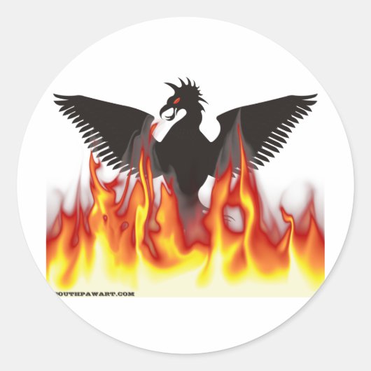 Feuer/Vogel/Phoenix Runder Aufkleber (Vorderseite)
