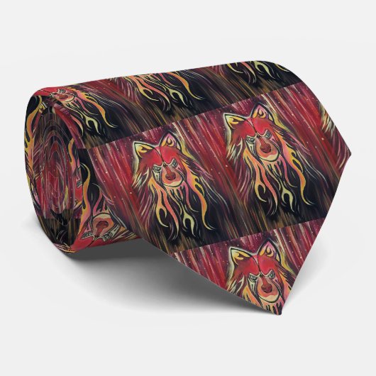 Feuer Wolf Krawatte (Gerollt)