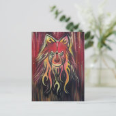 Feuer Wolf Postkarte (Stehend Vorderseite)