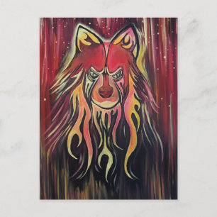 Feuer Wolf Postkarte
