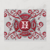 Feuerabteilung Custom Monogram Postkarte (Vorderseite)