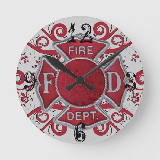 Feuerabteilung Custom Monogram Runde Wanduhr (Vorderseite)