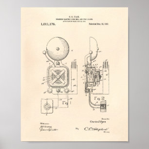 Feueralarm 1911 Patent Art - Alter Peper Poster