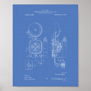 Feueralarm 1911 Patentart - Blueprint Poster
