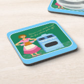 Feueralarm Kitschy Hausfrau Retro Cartoon Untersetzer (Linke Seite)