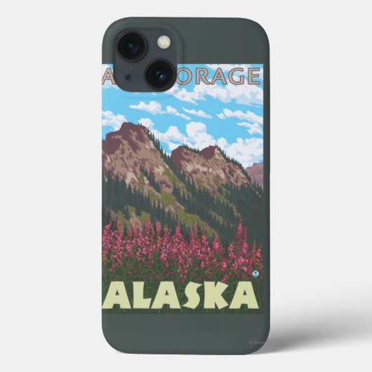 Feueralgen und Berge - Ankerplatz, Alaska Case-Mate iPhone Hülle (Rückseite)