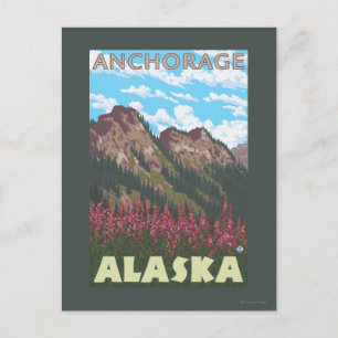 Feueralgen und Berge - Ankerplatz, Alaska Postkarte