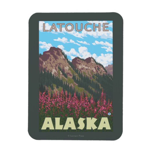 Feueralgen und -gebirge - Latouche, Alaska Magnet (Vertikal)