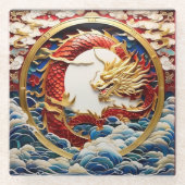 Feueratmende Drache künstliche Intelligenz Glasuntersetzer (Vorderseite)