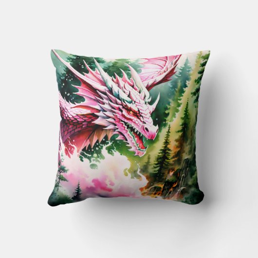 Feueratmende Drache lebhafte rosa Schuppen Kissen (Rückseite)