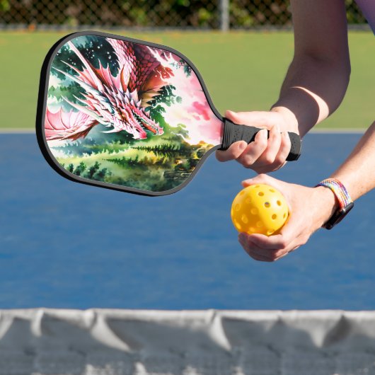 Feueratmende Drache lebhafte rosa Schuppen Pickleball Schläger (InSitu)