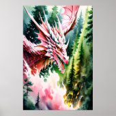 Feueratmende Drache lebhafte rosa Schuppen Poster (Vorne)