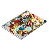 Feueratmende Drache Rot Blau und Gold Waage Notizblock (Linke Seite)