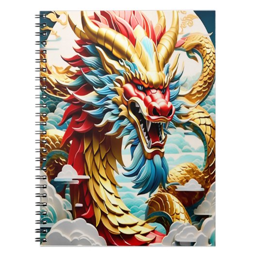 Feueratmende Drache Rot Blau und Gold Waage Notizblock (Vorderseite)