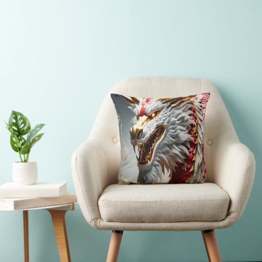 Feueratmende Drache Rot-Weiß- und Goldwaage Kissen (Stuhl )