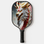 Feueratmende Drache Rot-Weiß- und Goldwaage Pickleball Schläger (Vorderseite)