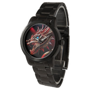 Feueratmende Drachen Rot- und Goldwaage Armbanduhr