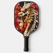 Feueratmende Drachengoldkopf Pickleball Schläger (Rückseite)