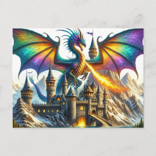 Feueratmende Drachenpostkarte Postkarte (Vorderseite)