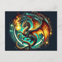 Feueratmende Drachenpostkarte