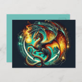 Feueratmende Drachenpostkarte Postkarte (Vorne/Hinten)
