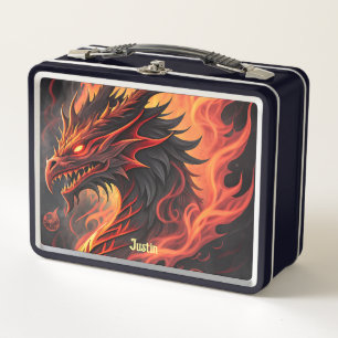 Feueratmender Drache Personalisiert Metall Brotdose