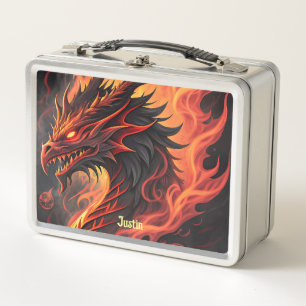Feueratmender Drache Personalisiert Metall Brotdose