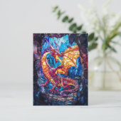 Feueratmendrache in Höhle Postkarte (Stehend Vorderseite)