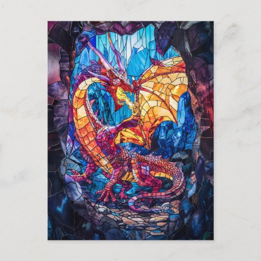 Feueratmendrache in Höhle Postkarte (Vorderseite)